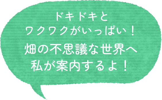 ドキドキとワクワクがいっぱい！畑の不思議な世界へ私が案内するよ！