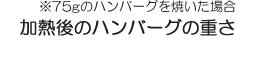 ※75gのハンバーグを焼いた場合／加熱後のハンバーグの重さ