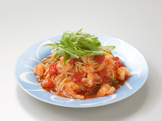 えびと水菜の冷製パスタ