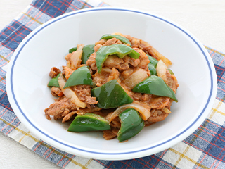 【下味冷凍】玉ねぎとピーマンの彩りポークチャップ