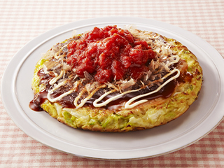トマトソースでイタリアンお好み焼き(シーフードミックス入り)