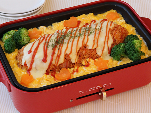 みんなでワイワイ♪とろ～りチーズのオープンオムライス