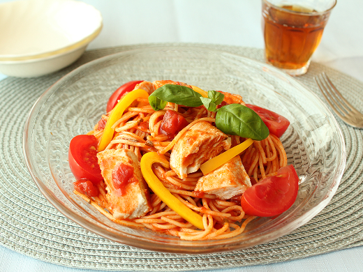 メカジキの冷製トマトパスタ
