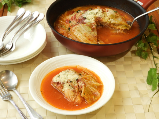 フライパン一つ！白菜と豚肉のトマトミルフィーユ