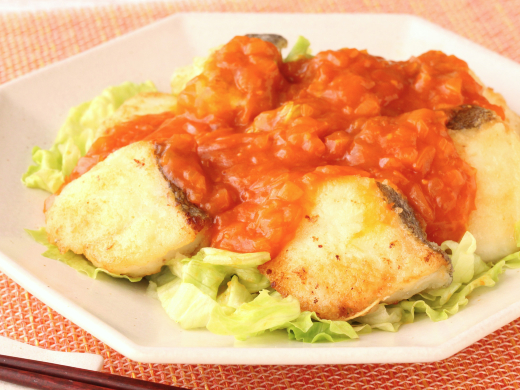 焼ケチャップでおいしい!タラの中華風チリソースがけ