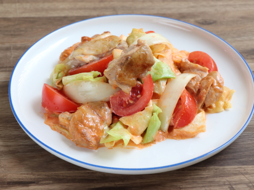 鶏肉とトマトのケチャマヨ炒め