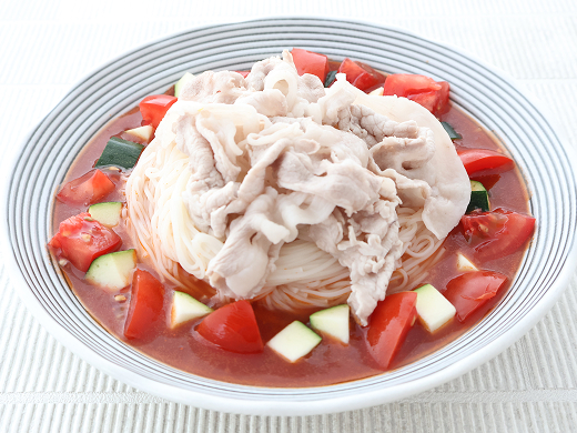 氷野菜でひんやり！ぶっかけトマトそうめん