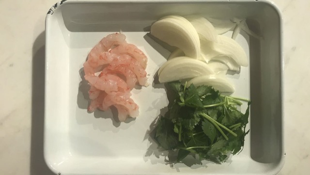甘海老とタマネギのかき揚げの材料