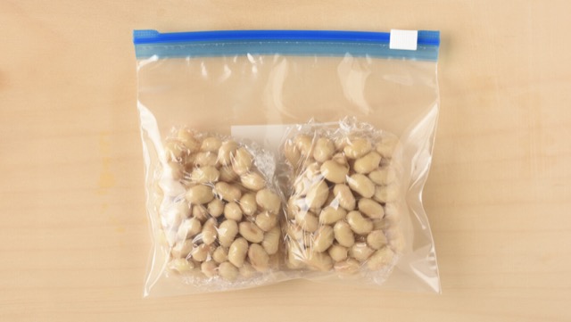 下茹でした乾燥豆は、小分けにして冷凍庫で保存 下茹でした乾燥豆は、小分けにして冷凍庫で保存