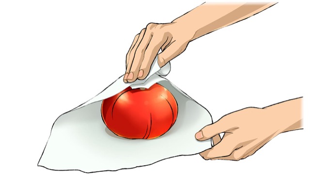 トマトを冷蔵保存するときは1個ずつキッチンペーパーで包む