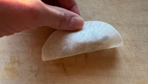皮の端に水をつけて半分に折る