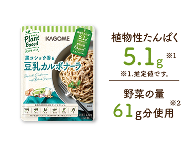 植物性たんぱく5.1g※1（※1.推定値です。）野菜の量61g分使用※2