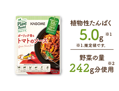 植物性たんぱく5.0g※1（※1.推定値です。）野菜の量242g分使用※2