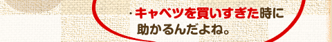 キャベツを買いすぎた時に助かるんだよね。
